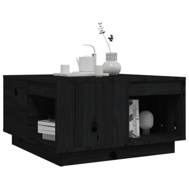 vidaXL Τραπεζάκι Σαλονιού Μαύρος 60x61x32,5cm από Μασίφ Ξύλο Πεύκου 1 τεμ.