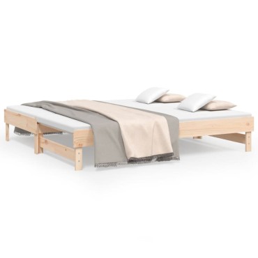 vidaXL Καναπές Κρεβάτι Συρόμενος 2x(90x190) εκ. Μασίφ Ξύλο Πεύκου