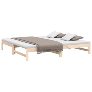 vidaXL Καναπές Κρεβάτι Συρόμενος 2x(100x200)cm από Μασίφ Ξύλο Πεύκου 1 τεμ. - Μονό