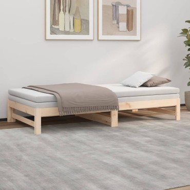 vidaXL Καναπές Κρεβάτι Συρόμενος 2x(100x200)cm από Μασίφ Ξύλο Πεύκου 1 τεμ. - Μονό