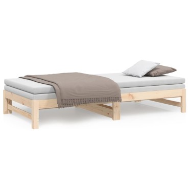 vidaXL Καναπές Κρεβάτι Συρόμενος 2x(100x200)cm από Μασίφ Ξύλο Πεύκου 1 τεμ. - Μονό
