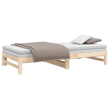 vidaXL Καναπές Κρεβάτι Συρόμενος 2x(100x200)cm από Μασίφ Ξύλο Πεύκου 1 τεμ. - Μονό