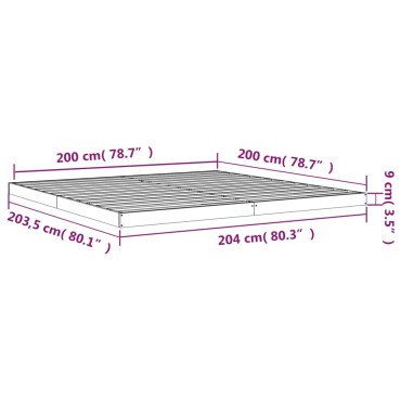 vidaXL Πλαίσιο Κρεβατιού 200x200cm από Μασίφ Ξύλο Πεύκου 1 τεμ. - Διπλό