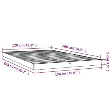 vidaXL Πλαίσιο Κρεβατιού 120 x 200 εκ. από Μασίφ Ξύλο Πεύκου
