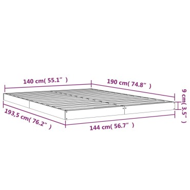vidaXL Πλαίσιο Κρεβατιού 140 x 190 εκ. από Μασίφ Ξύλο Πεύκου