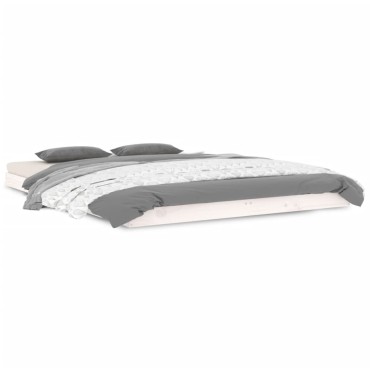 vidaXL Πλαίσιο Κρεβατιού άσπρο 140x190cm από Μασίφ Ξύλο Πεύκου 1 τεμ. - Διπλό
