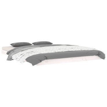 vidaXL Πλαίσιο Κρεβατιού άσπρο 140x190cm από Μασίφ Ξύλο Πεύκου 1 τεμ. - Διπλό