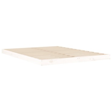 vidaXL Πλαίσιο Κρεβατιού άσπρο 140x190cm από Μασίφ Ξύλο Πεύκου 1 τεμ. - Διπλό