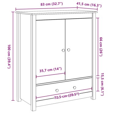 vidaXL Ντουλάπι Γκρι 83x41,5x100cm από Μασίφ Ξύλο Πεύκου 1 τεμ.