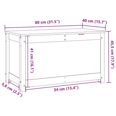 vidaXL Κουτί Αποθήκευσης Λευκό 80x40x45,5cm από Μασίφ Ξύλο Πεύκου 1 τεμ.