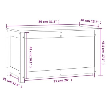 vidaXL Κουτί Αποθήκευσης Λευκό 80x40x45,5cm από Μασίφ Ξύλο Πεύκου 1 τεμ.