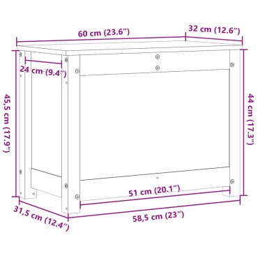 vidaXL Κουτί Αποθήκευσης Λευκό 60x32x45,5cm από Μασίφ Ξύλο Πεύκου 1 τεμ.