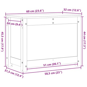 vidaXL Κουτί Αποθήκευσης Μαύρο 60x32x45,5cm από Μασίφ Ξύλο Πεύκου 1 τεμ.
