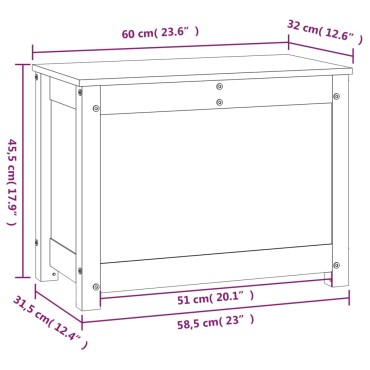 vidaXL Κουτί Αποθήκευσης Μαύρο 60x32x45,5cm από Μασίφ Ξύλο Πεύκου 1 τεμ.