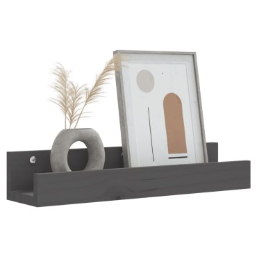 vidaXL Ράφια Τοίχου 2 τεμ. Γκρι 50x12x9cm από Μασίφ Ξύλο Πεύκου