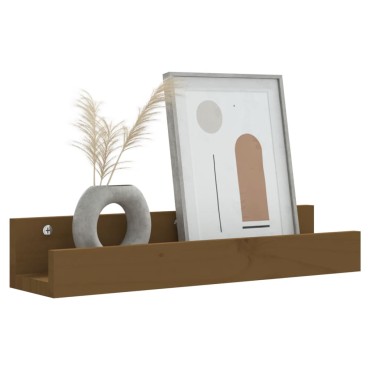vidaXL Ράφια Τοίχου 2 τεμ. Καφέ Μελί 50x12x9cm Μασίφ Ξύλο Πεύκου