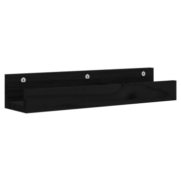 vidaXL Ράφια Τοίχου 2 τεμ. Μαύρα 50x12x9cm από Μασίφ Ξύλο Πεύκου