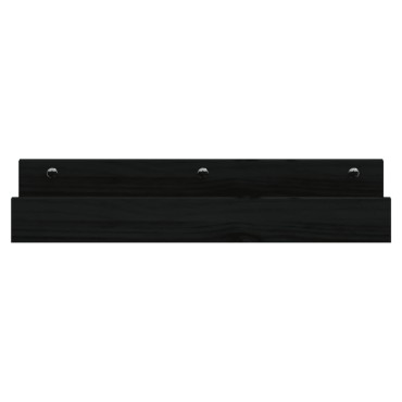 vidaXL Ράφια Τοίχου 2 τεμ. Μαύρα 50x12x9cm από Μασίφ Ξύλο Πεύκου