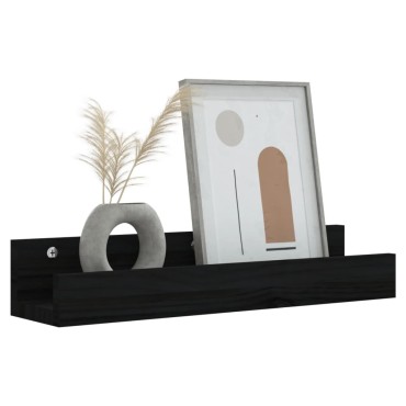 vidaXL Ράφια Τοίχου 2 τεμ. Μαύρα 50x12x9cm από Μασίφ Ξύλο Πεύκου
