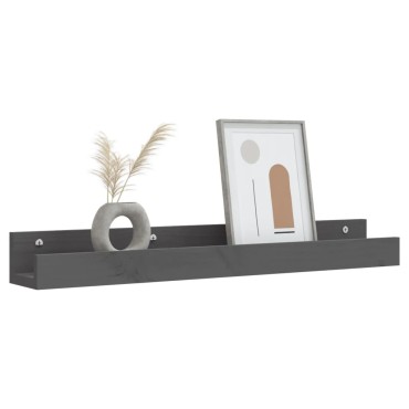 vidaXL Ράφια Τοίχου 2 τεμ. Γκρι 80x12x9cm από Μασίφ Ξύλο Πεύκου