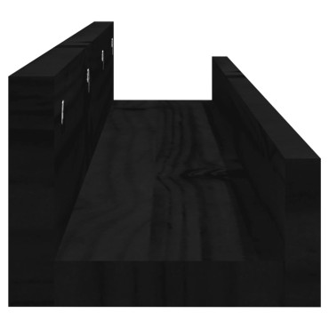 vidaXL Ράφια Τοίχου 2 τεμ. Μαύρα 80x12x9cm από Μασίφ Ξύλο Πεύκου