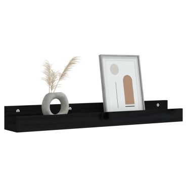 vidaXL Ράφια Τοίχου 2 τεμ. Μαύρα 80x12x9cm από Μασίφ Ξύλο Πεύκου