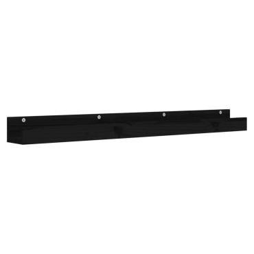 vidaXL Ράφια Τοίχου 2 τεμ. Μαύρα 110x12x9cm από Μασίφ Ξύλο Πεύκου