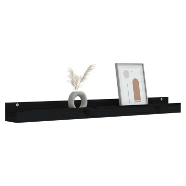 vidaXL Ράφια Τοίχου 2 τεμ. Μαύρα 110x12x9cm από Μασίφ Ξύλο Πεύκου