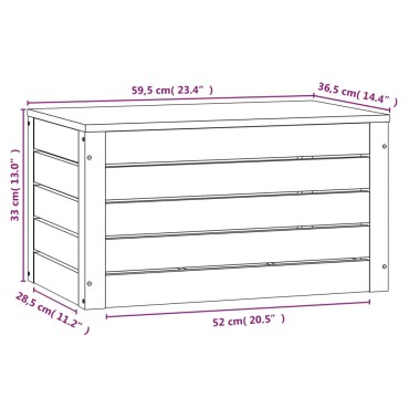 vidaXL Κουτί Αποθήκευσης Καφέ Μελί 59,5x36,5x33cm Μασίφ Ξύλο Πεύκου 1 τεμ.