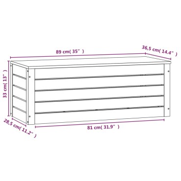 vidaXL Κουτί Αποθήκευσης 89x36,5x33cm από Μασίφ Ξύλο Πεύκου 1 τεμ.