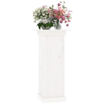 vidaXL Βάση Λουλουδιών Λευκό 40x40x90 εκ. από Μασίφ Ξύλο Πεύκου