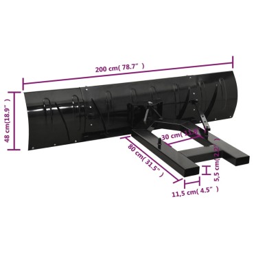 vidaXL Εκχιονιστικό για Περονοφόρο Μαύρο 200 x 48 εκ.