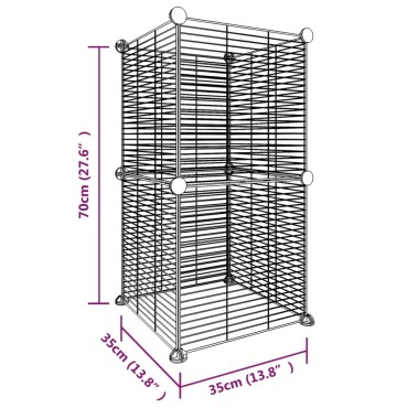 vidaXL Κλουβί για Κατοικίδια με 8 Πάνελ Μαύρο 35 x 35 εκ. Ατσάλινο