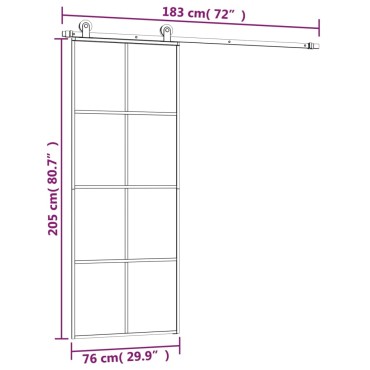 vidaXL Συρόμενη Πόρτα με Μηχανισμό 76x205 εκ. Γυαλί ESG & Αλουμίνιο