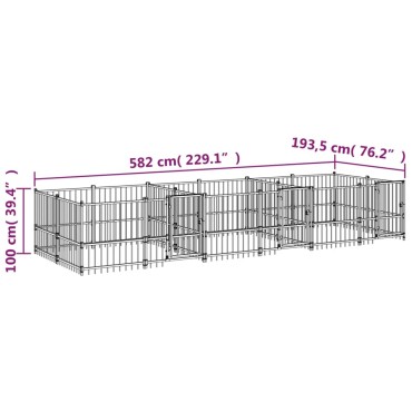 vidaXL Κλουβί Σκύλου Εξωτερικού Χώρου 11,27 μ² από Ατσάλι