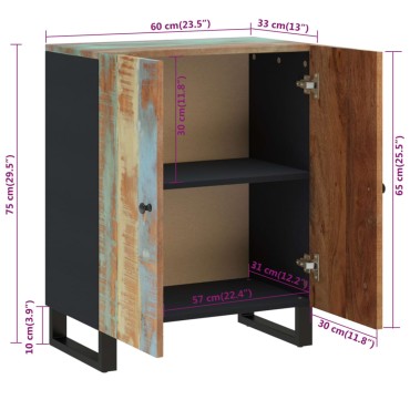 vidaXL Ντουλάπι 60x33x75cm από Μασίφ Ανακυκλωμένο Ξύλο 1 τεμ.