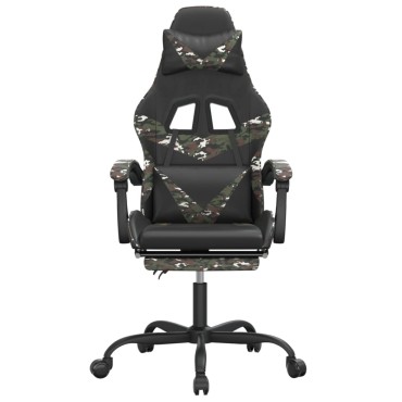 vidaXL Καρέκλα Gaming Μασάζ Υποπόδιο Μαύρη Παραλλαγή Συνθετικό Δέρμα 57,5x59,5x(121-131)cm 1 τεμ.