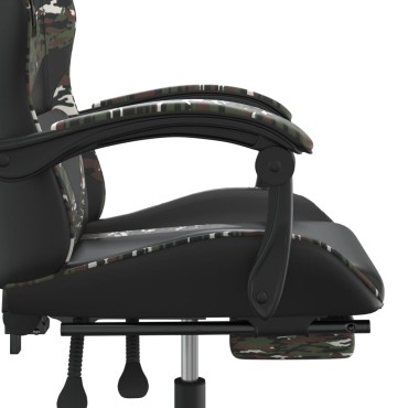 vidaXL Καρέκλα Gaming Μασάζ Υποπόδιο Μαύρη Παραλλαγή Συνθετικό Δέρμα 57,5x59,5x(121-131)cm 1 τεμ.
