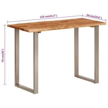 vidaXL Τραπεζαρία 110x50x76cm από Μασίφ Ξύλο Ακακίας 1 τεμ.