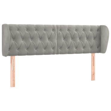 vidaXL Κεφαλάρι με Πτερύγια Ανοιχτό Γκρι 147x23x78/88cm Βελούδινο 1 τεμ.