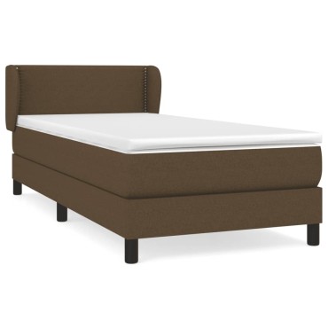 vidaXL Κρεβάτι Boxspring με Στρώμα Σκούρο Καφέ 90x200 εκ. Υφασμάτινο