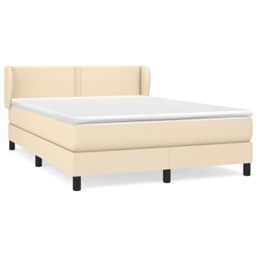 vidaXL Κρεβάτι Boxspring με Στρώμα Κρεμ 140x200 εκ. Υφασμάτινο