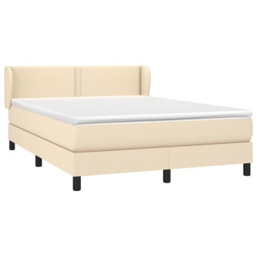 vidaXL Κρεβάτι Boxspring με Στρώμα Κρεμ 140x200 εκ. Υφασμάτινο