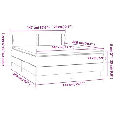 vidaXL Κρεβάτι Boxspring με Στρώμα Κρεμ 140x200 εκ. Υφασμάτινο