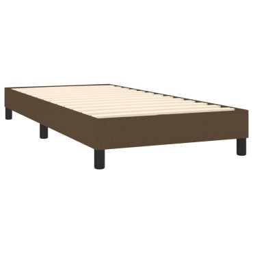 vidaXL Κρεβάτι Boxspring με Στρώμα Σκούρο Καφέ 90x200cm Υφασμάτινο 1 τεμ. - Μονό