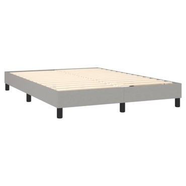 vidaXL Κρεβάτι Boxspring με Στρώμα Ανοιχτό Γκρι 140x190 εκ. Υφασμάτινο