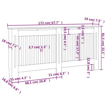 vidaXL Κάλυμμα Καλοριφέρ Μαύρο 172 x 19 x 81,5 εκ. από MDF