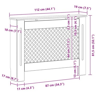 vidaXL Κάλυμμα Καλοριφέρ Μαύρο 112 x 19 x 81,5 εκ. από MDF