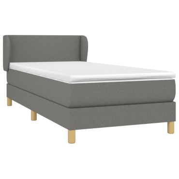 vidaXL Κρεβάτι Boxspring με Στρώμα Σκούρο Γκρι 80x200 εκ. Υφασμάτινο