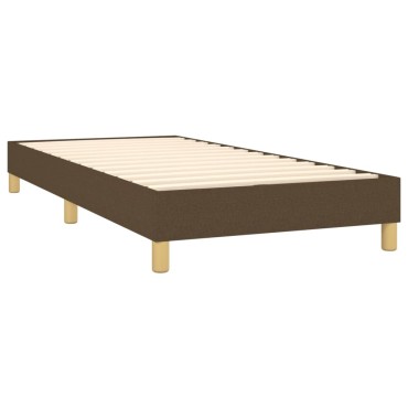 vidaXL Κρεβάτι Boxspring με Στρώμα Σκούρο Καφέ 90x200 εκ. Υφασμάτινο